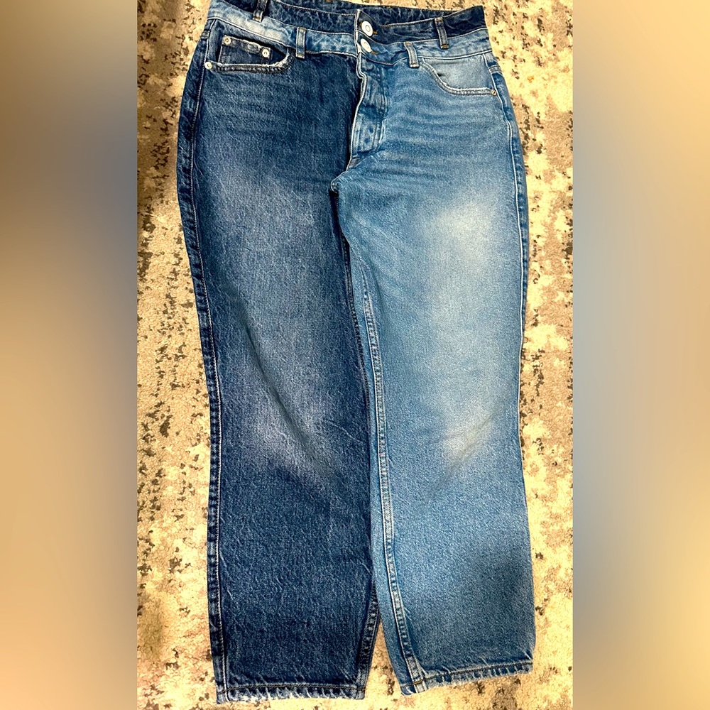 Colorblock high waist jeans